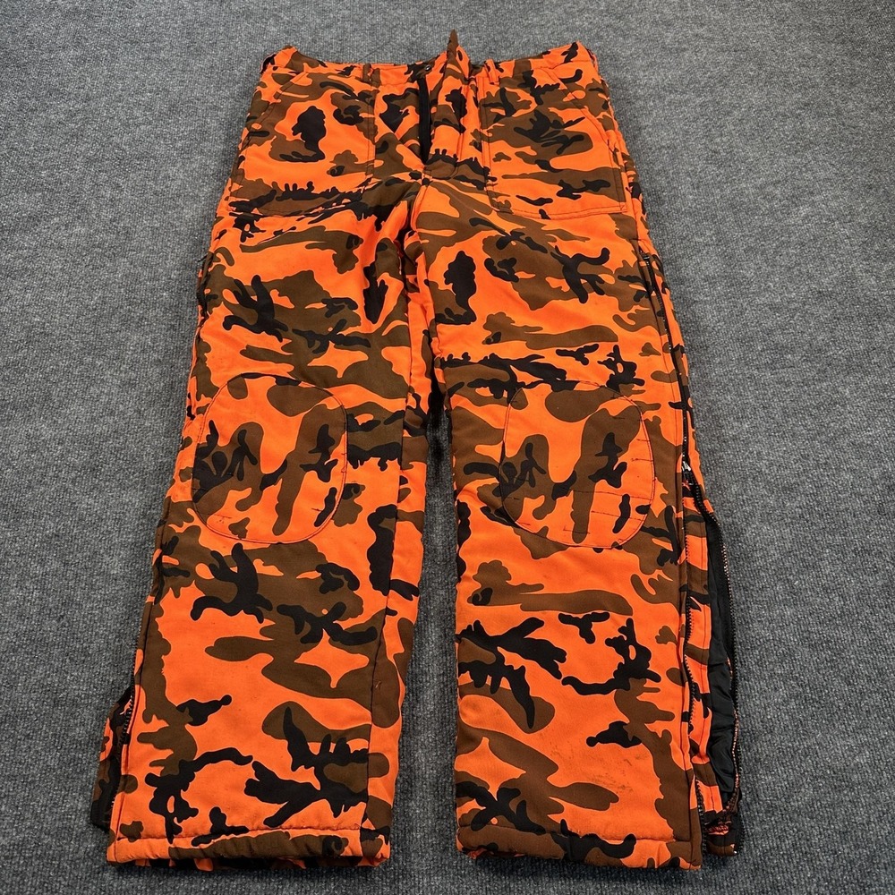 Winchester Hunting Pants Mens Large Orange Camo Insulated Good Reinforced Knee